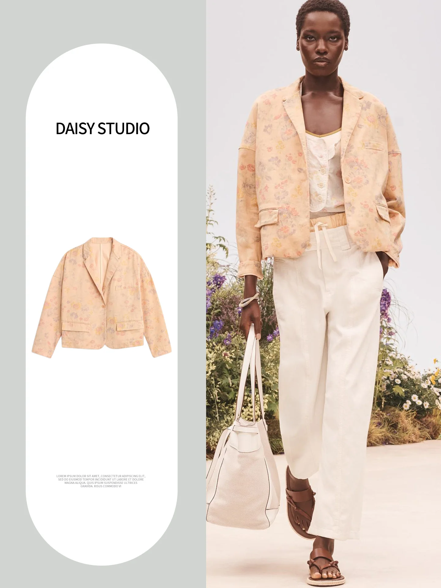 Autumn New Loose Fit Printed Short Sleeveless Women's Suit Jacket Casual Commute Style Polyester Fiber Button Closure