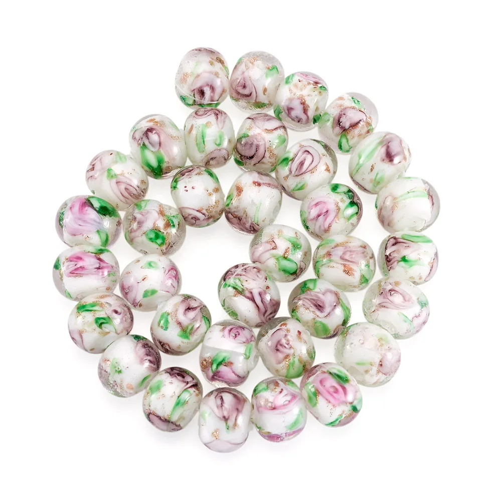 

Handmade Lampwork Inner Flower Rondelle Beads Glass Beads for Jewelry Making DIY Bracelet Necklace Accessories