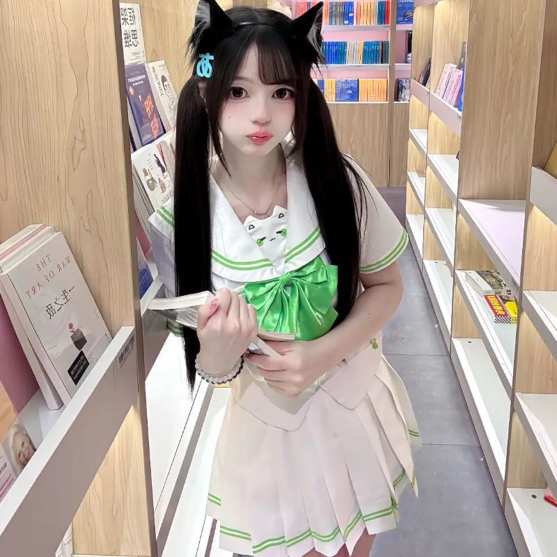 Gonna uniforme JK modello gatto Abito da marinaio Vita originale genuina che dimagrisce Abito stile college giapponese Tre colori opzionali