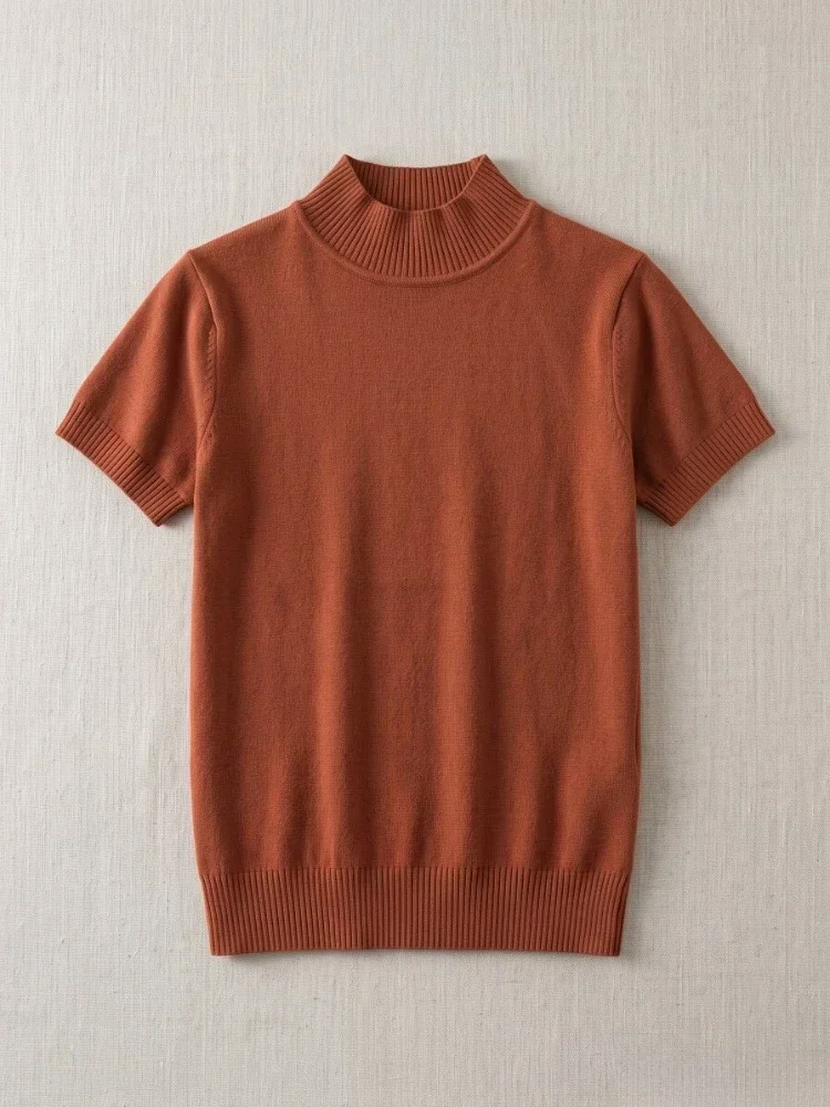 Modischer Einfarbiger Pullover Koreanischer Rollkragen Damen T-Shirt Lässige Vielseitige Oberteile 2026 Sommer Herbst Elegante T-Shirts – Detail 12