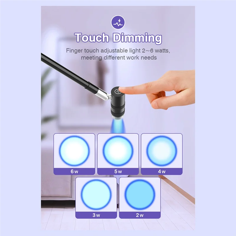 Lampe à cils A47F-UV 6W - Extension de cils et sèche-ongles, 360 °   Col de cygne flexible, lumière de polymérisation à colle UV pour utilisation en salon