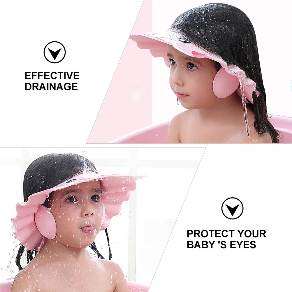 

2Pcs Adjustable Waterproof Infant Shower Cap Baby Shampoo Hat Ear Protection Bathing Hat for Kids Hair Wash Infant Shower Cap