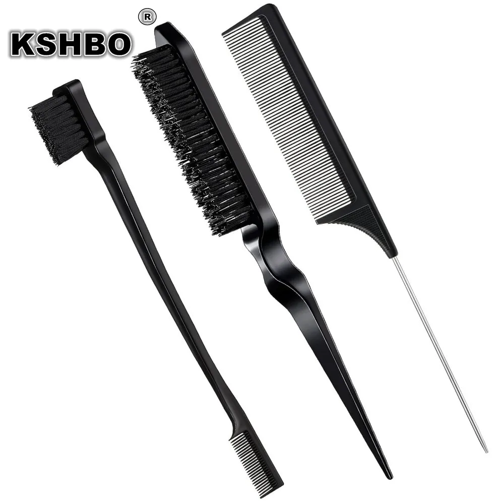 3pcs Professional Hair Styling Comb Set with Triple Tear Mouse Tail Edge Brush for Real Hair Wigs Salon Quality Grooming Tools