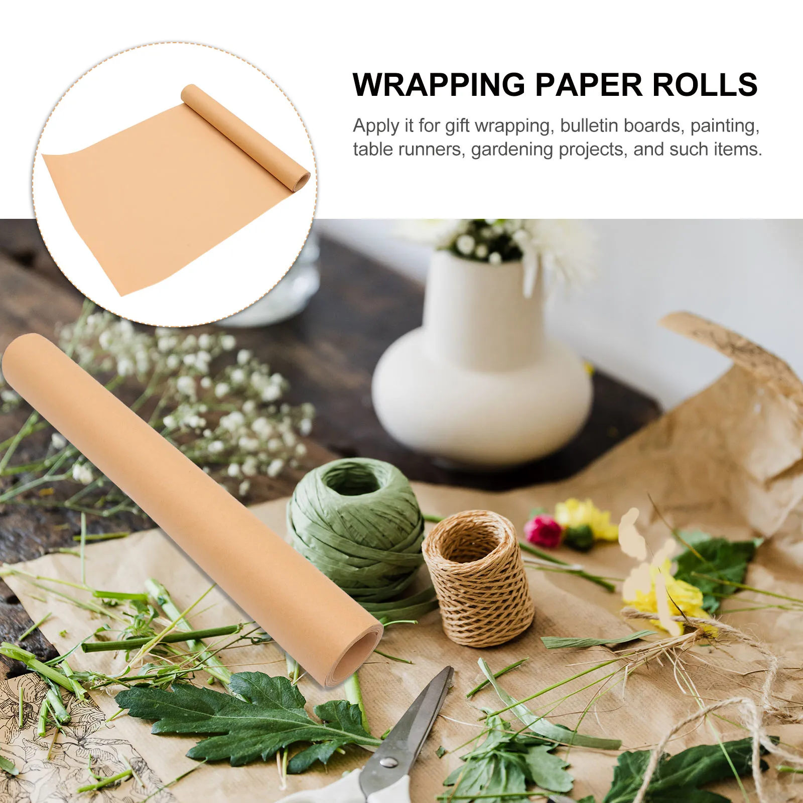 

Kraft Paper Roll Brown Wrapping Paper for Packing Gift floral Projects DIY Supplies Birthday Christmas Valentine Wedding Party