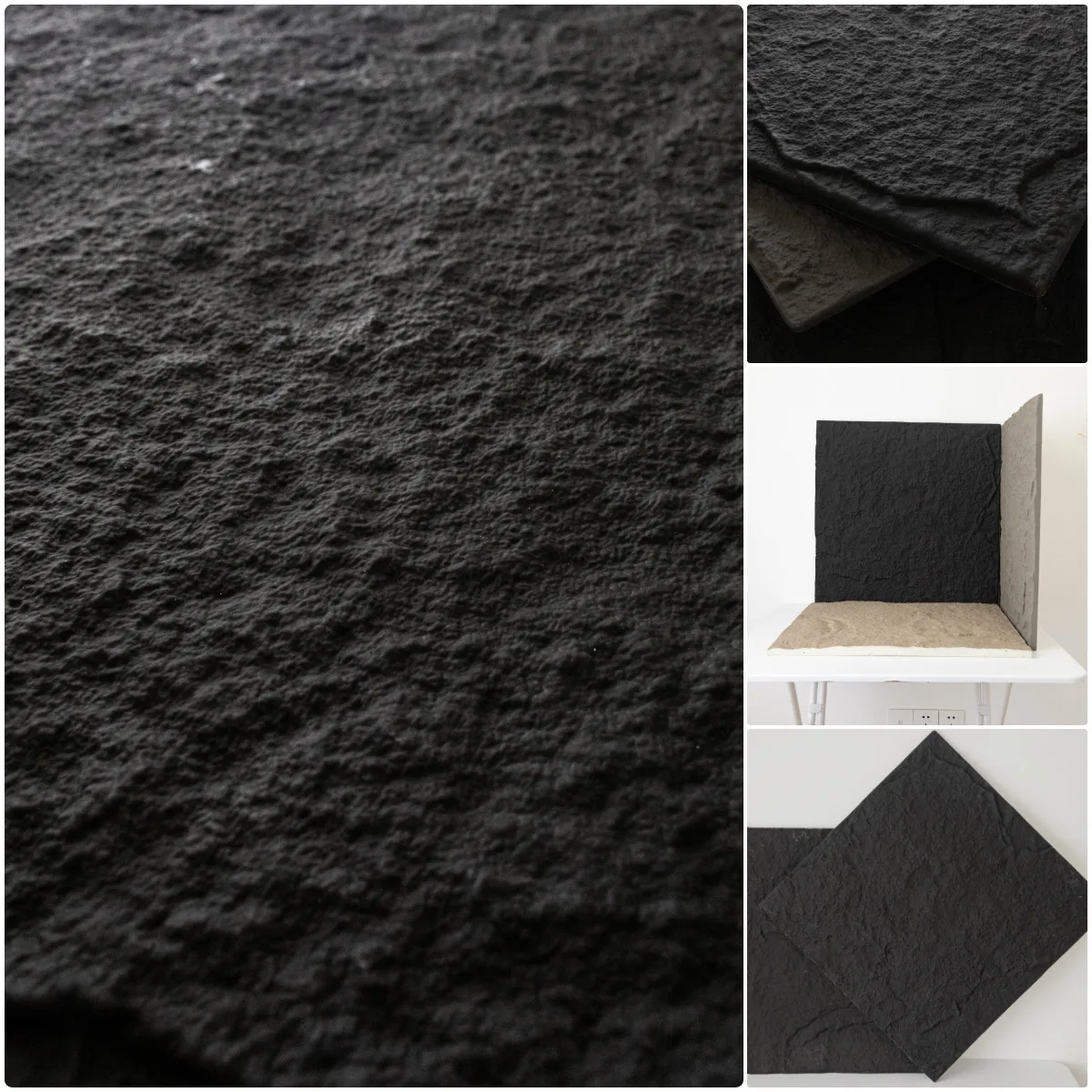 

3D three-dimensional black stone pattern photography background board