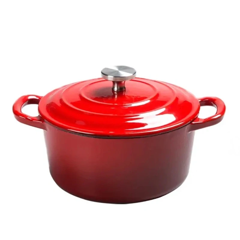 Enameled Dutch Oven Pot with Lid Cast Iron Dual Handles for Bread Baking Non-stick Enamel Coated Cookware