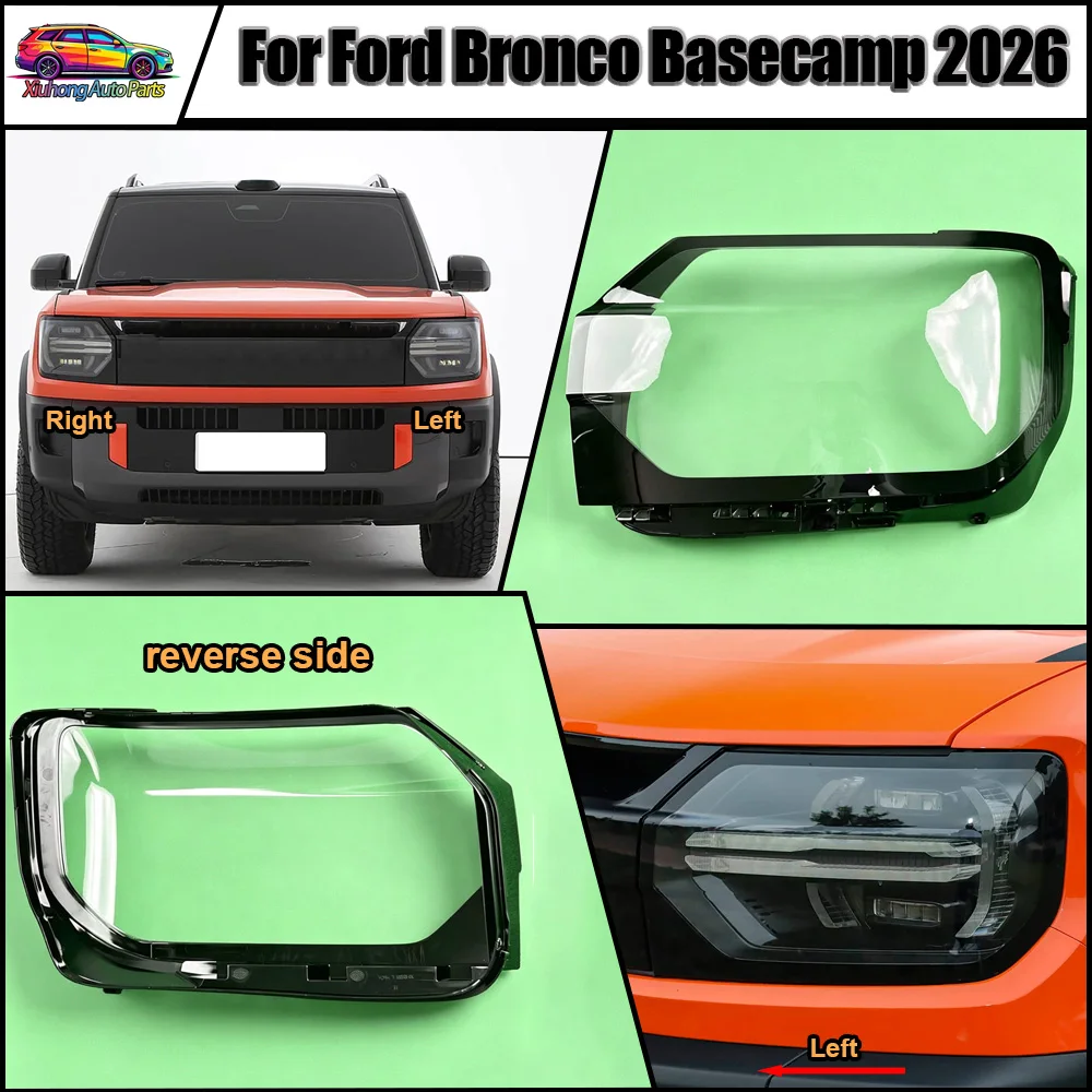 

For Ford 2026 Bronco Basecamp Headlights Cover Transparent Lamp Shade Headlamp Shell Plexiglass Replace Original Lampshade
