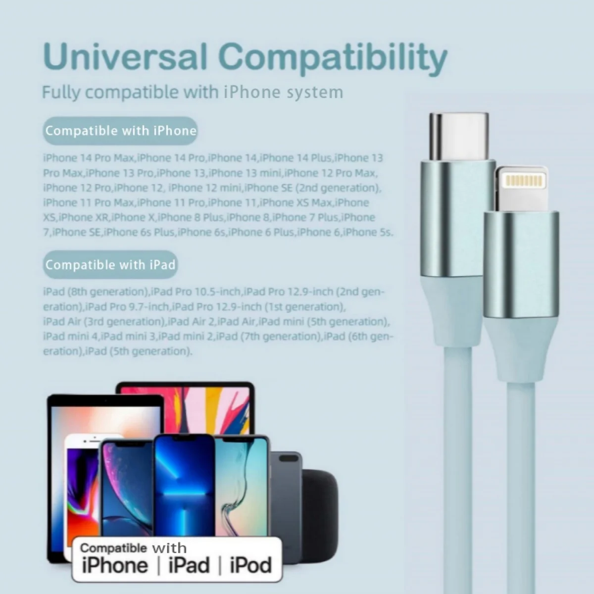 3pcs 20W 6FT[MFi Certified]Type-C to iphone Fast Charging Cable Compatible with IPhone 14/13/12/11/8/7/6/XR/XS/iPad mini