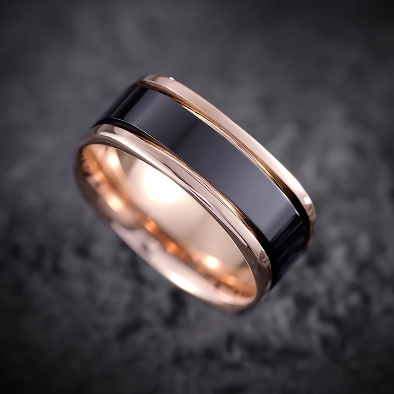 Rings for Men Women Couple for Wedding Tungsten 8mm Width Rose Gold Fine Jewelry, Comfort Fit, Customized
