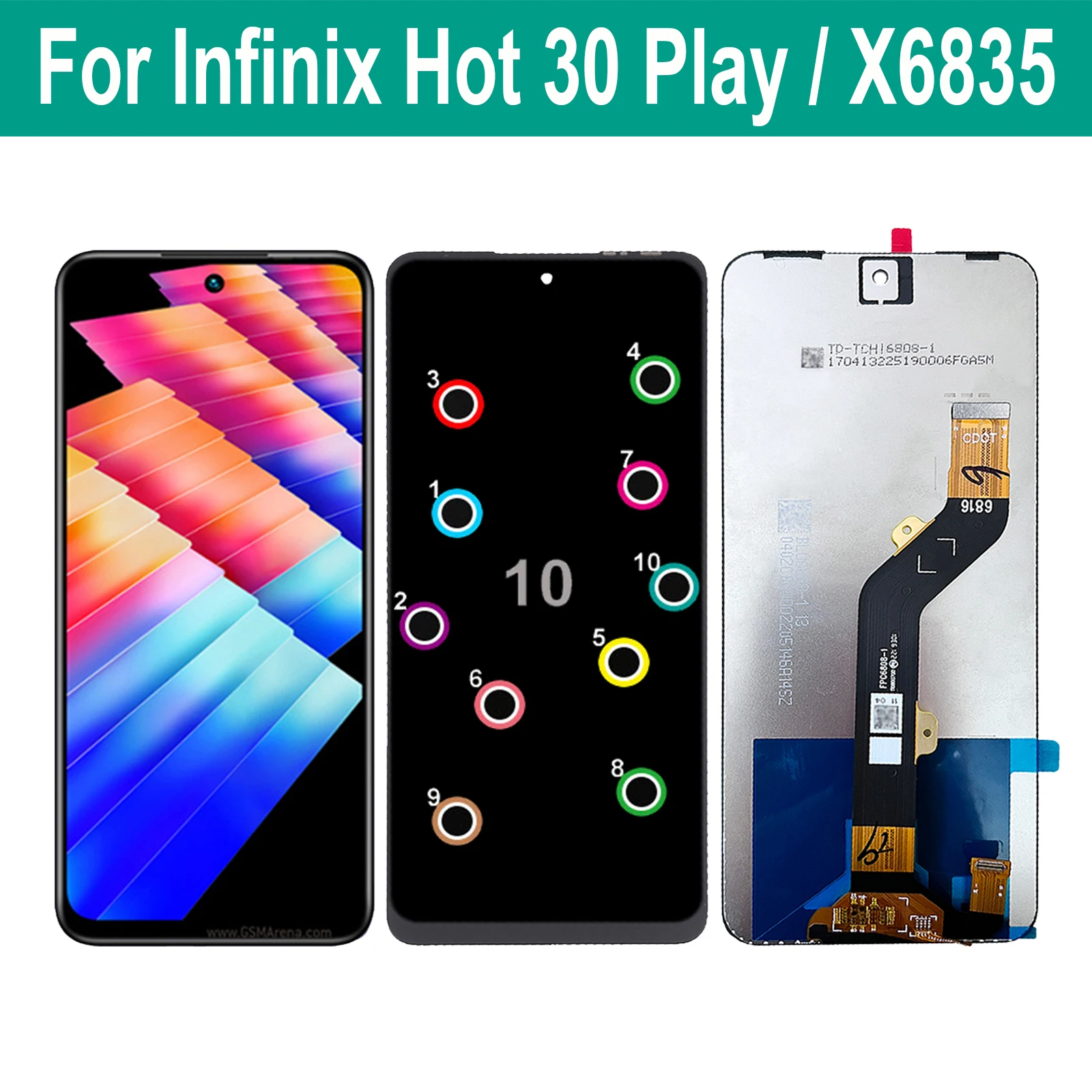 

For Infinix Hot 30 Play NFC X6835 X6835B LCD Display Touch Screen Digitizer Assembly