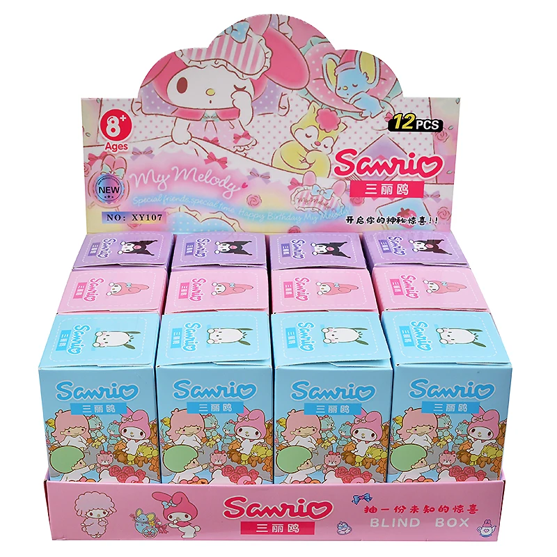 12 Box/Set Sanrio Blind Box Hello Kitty Kuromi Cinnamoroll Melody portachiavi Action Figure Dolls Toy For children\'s Christmas Gift