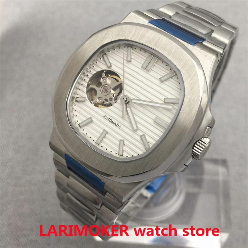 Jam Tangan Pria 40mm Fashion Square Case NH38 Automatic Movement Biru Coklat Putih Hijau Kaca Safir Tali Baja Tahan Karat