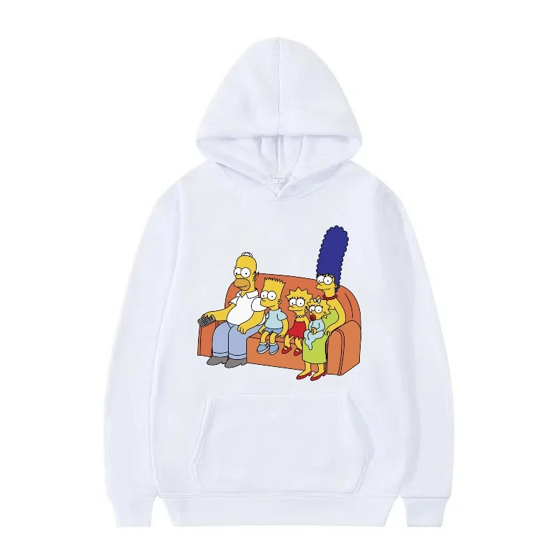 ديزني ذا سمبسنز ريترو موضة مقنعين البلوز الرجال امرأة الخريف الشتاء الصوف الأبيض بسيط البلوفرات غير رسمية Y2k الملابس