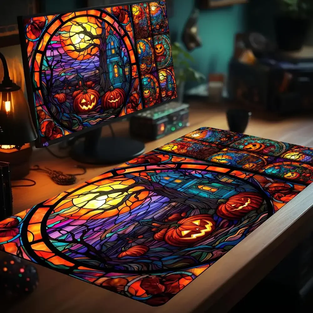 유리 스타일 호박 테마 매직 카드 게임 매트, 존이 있는 MTG 플레이매트, 데스크 매트, 커맨더 플레이매트, 게임 모임에 적합