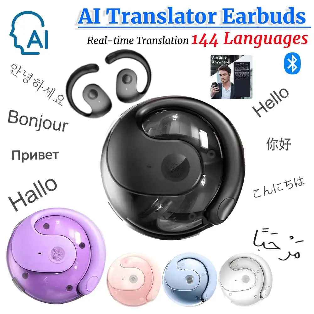 Language Translator Headphones Noise Cancelling Simultaneous Interpretation Earphone Real Time Translation Earbuds for Travelers