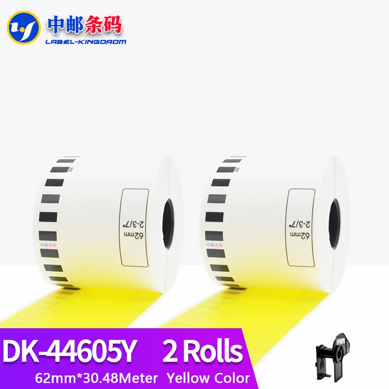 2 Rolls Yellow Brother Generic DK-44605 Label Continuous Compatible for QL-570/580/700/710/720NW Thermal Printer DK-4605 DK44605