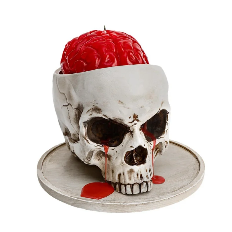 AD-Halloween Multifunctional Skull Container Human Skull Flower Pot Craft Storage Container Multifunctional Home Decoration