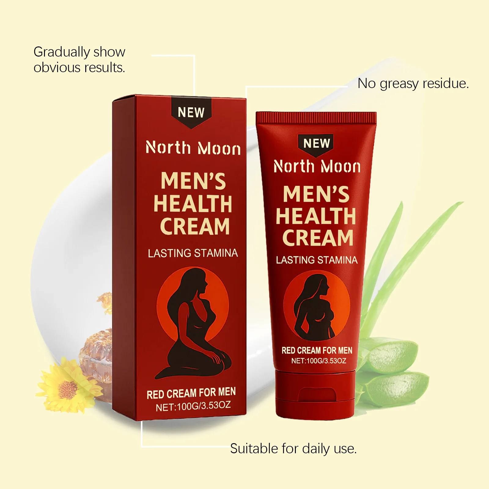 North Moon Aloe Man Private Area Care Cream Increase Enlarge Big Size Plant Extract Penis Daily Massage Enlargement Creams 100g