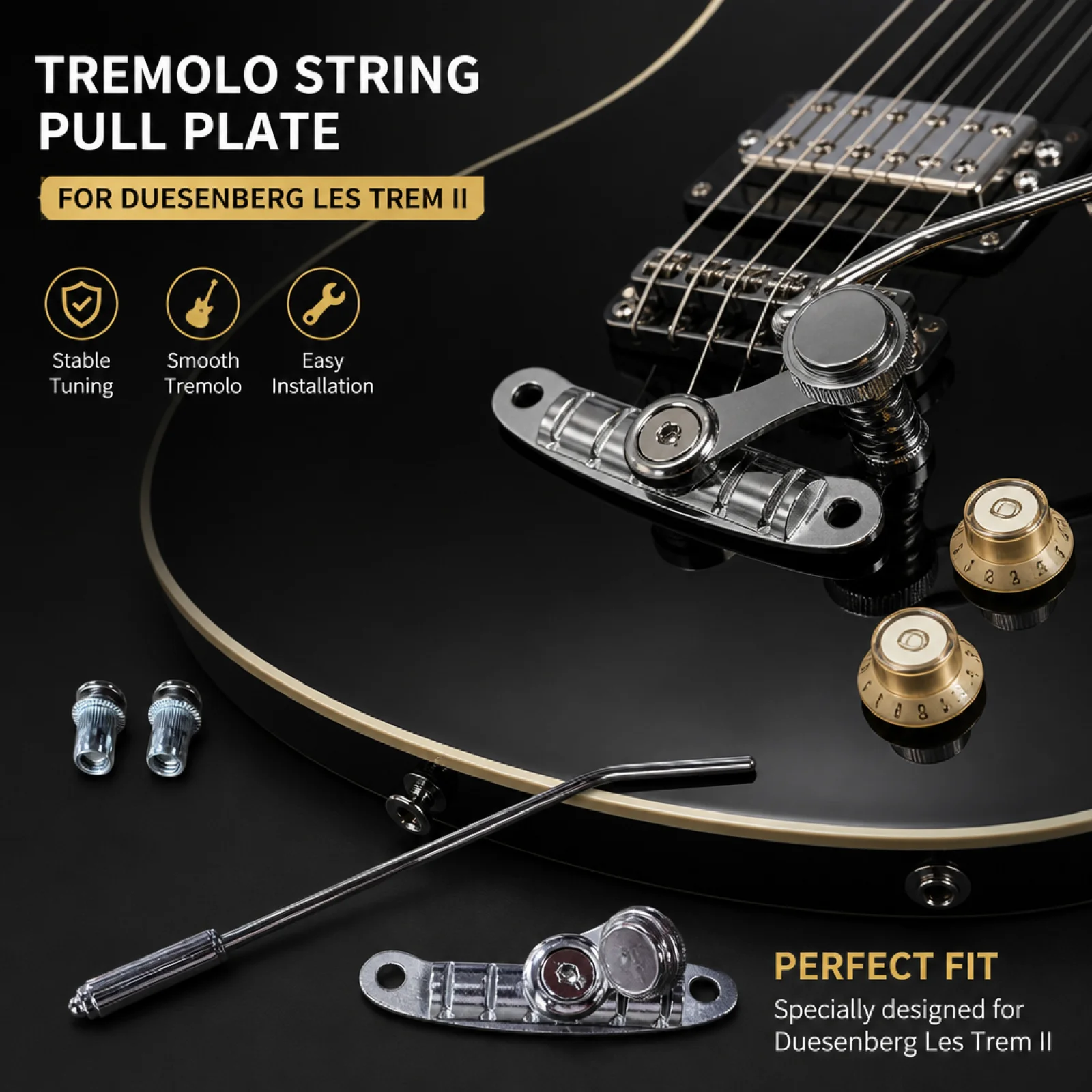 Les Trem II Tailpiece Tuning Stability LP SG Tremolo Bridge Electric Guitar Tone Modulation Bridge Chrome Plated Instrument Part