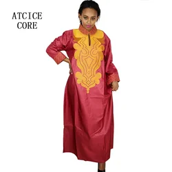 African Bazin Embroidery Design Dress Soft Material Long Dress Without Scarf