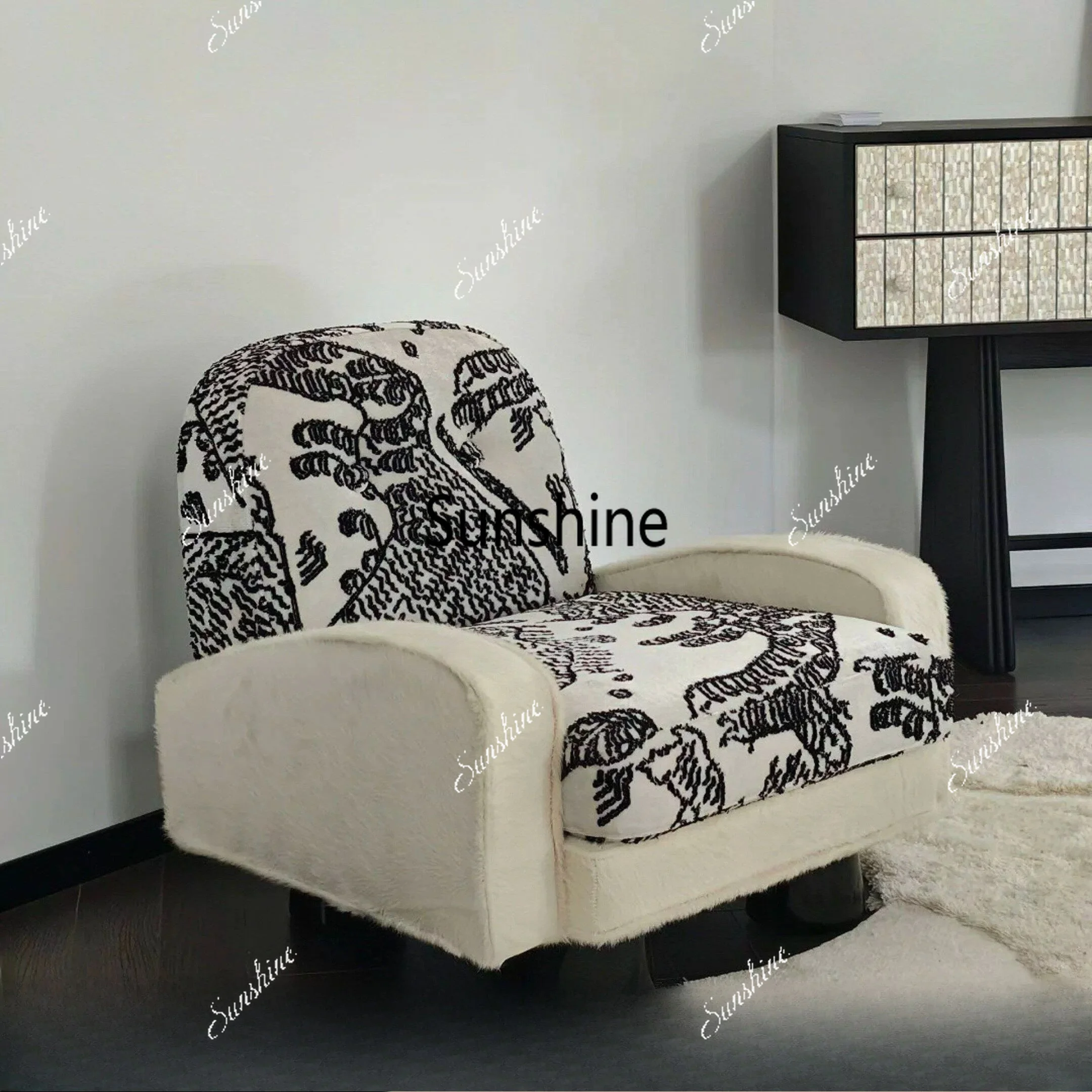 

Medieval white tiger pattern sofa niche high-end leisure chair