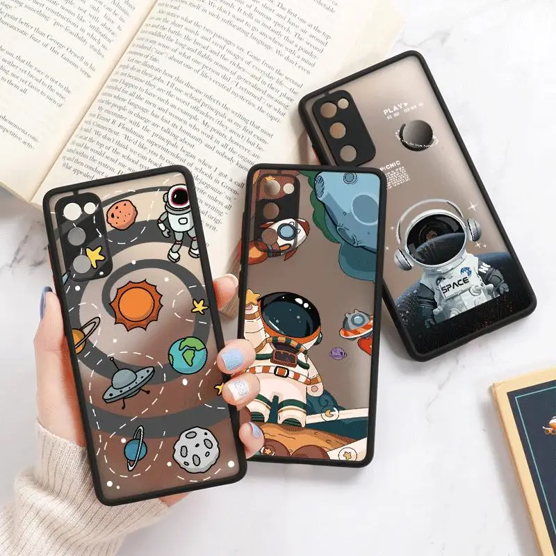 Простой чехол для телефона с космическим рисунком для Samsung Galaxy S23 S21 S22 S20 FE S10 S9 Note 20 Ultra 10 Plus, матовый защитный чехол
