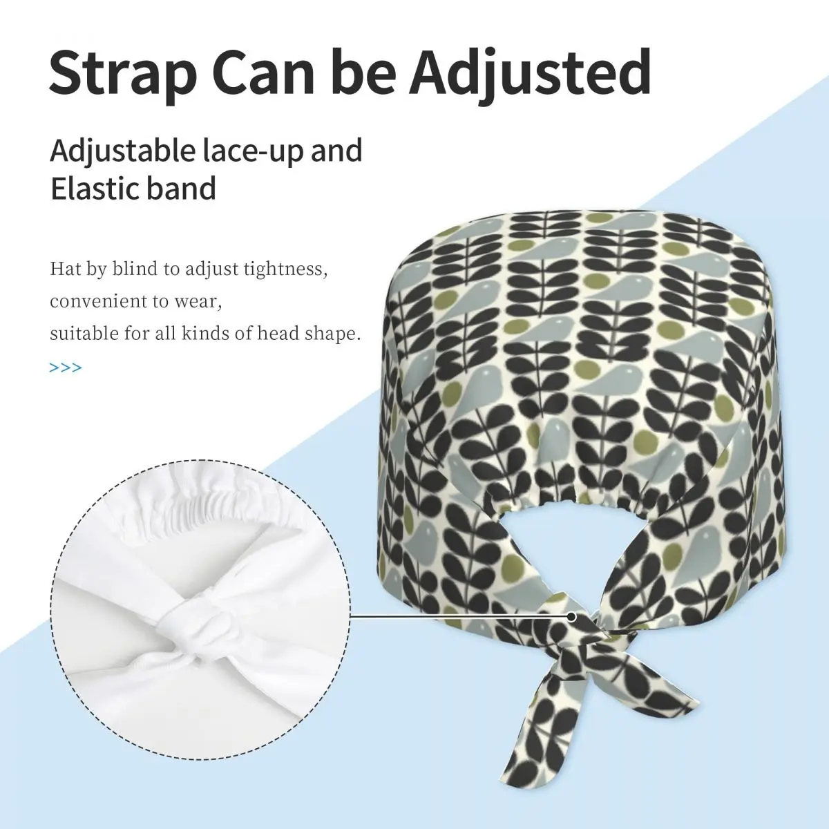 مخصص متعدد الجذعية الطيور تنفس فرك قبعة الجراحية فرك قبعات للجنسين ممرضة قبعة طبية أورلا كيلي الاسكندنافية العمل الدعك قبعة