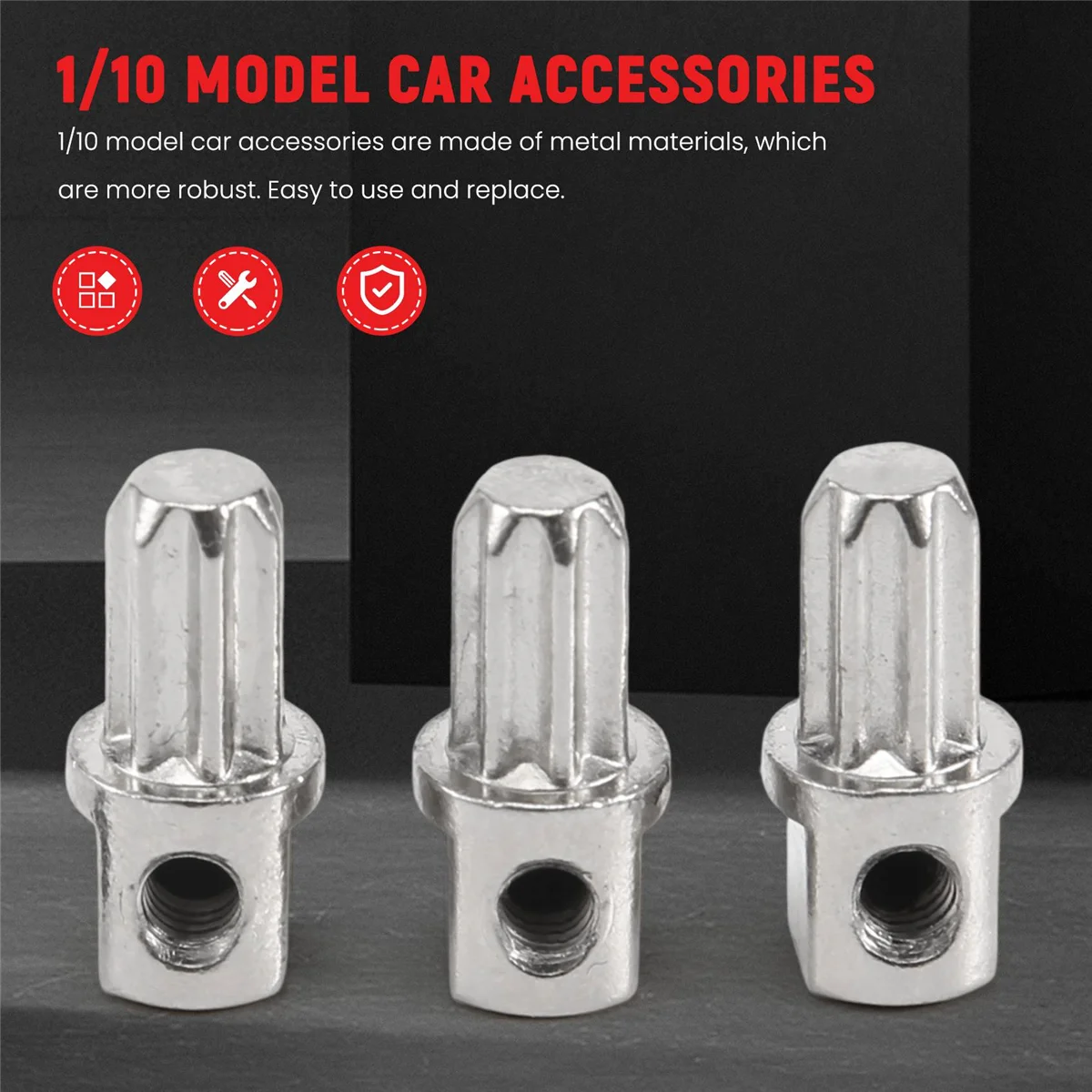 BAAX 3Pcs Rear Center Drive Hub 6888 for Slash VXL Hobby 9EMO HuanQi 727 1/10 RC Car Upgrades Parts