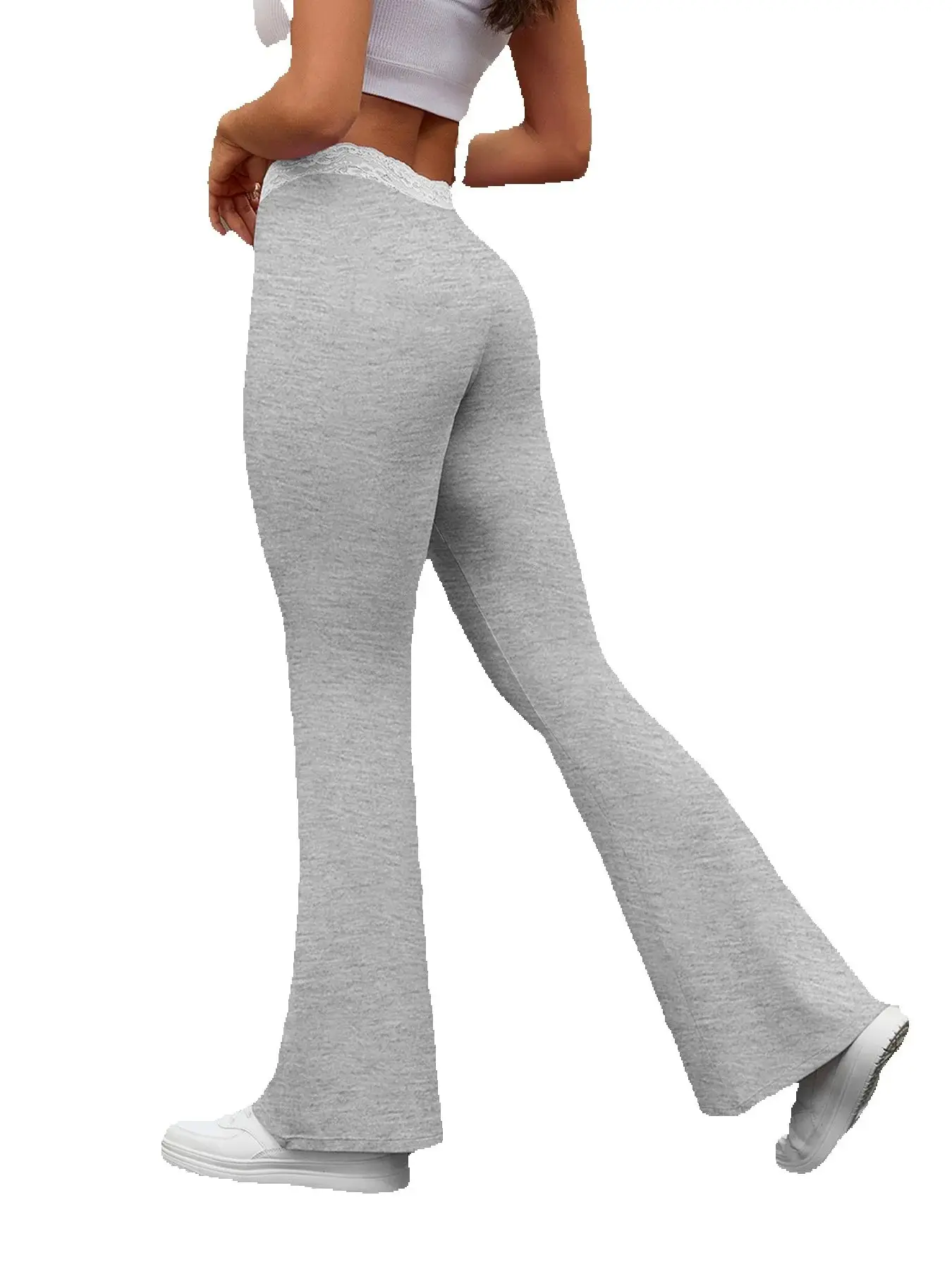 Women's new casual exercise low waisted lace flared pants sportswear yoga pants wide leg pants