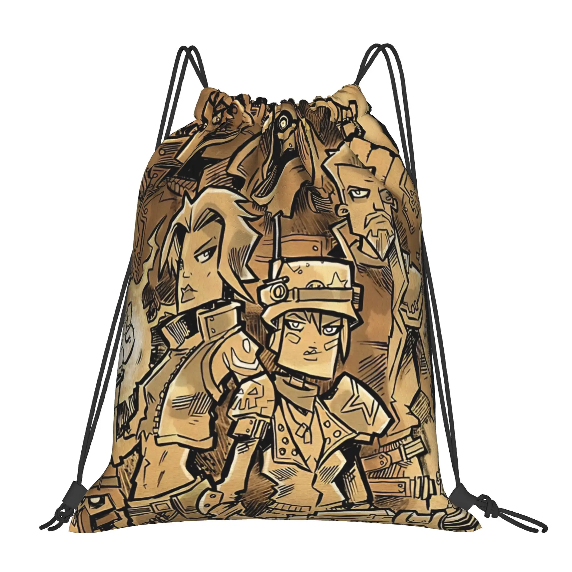 B-Borderlands retro comic squad  Portable Travel Riding Gym Drawstring Storage Sporty Backpacks