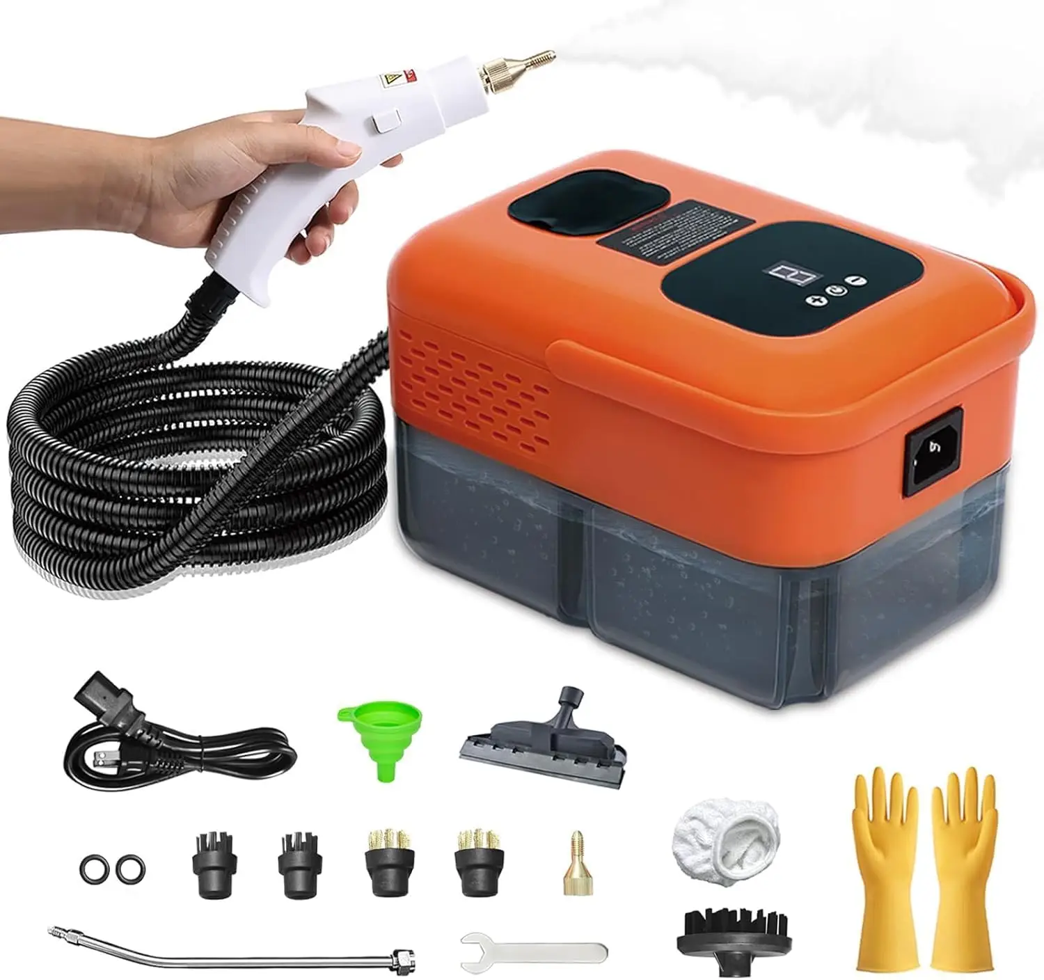 

Heavy Duty Handheld Steam Cleaner, 9-Gear Pressurized Steamer with 14 Accessories for Home Use – Floor, Upholstery, Kitchen, Bat