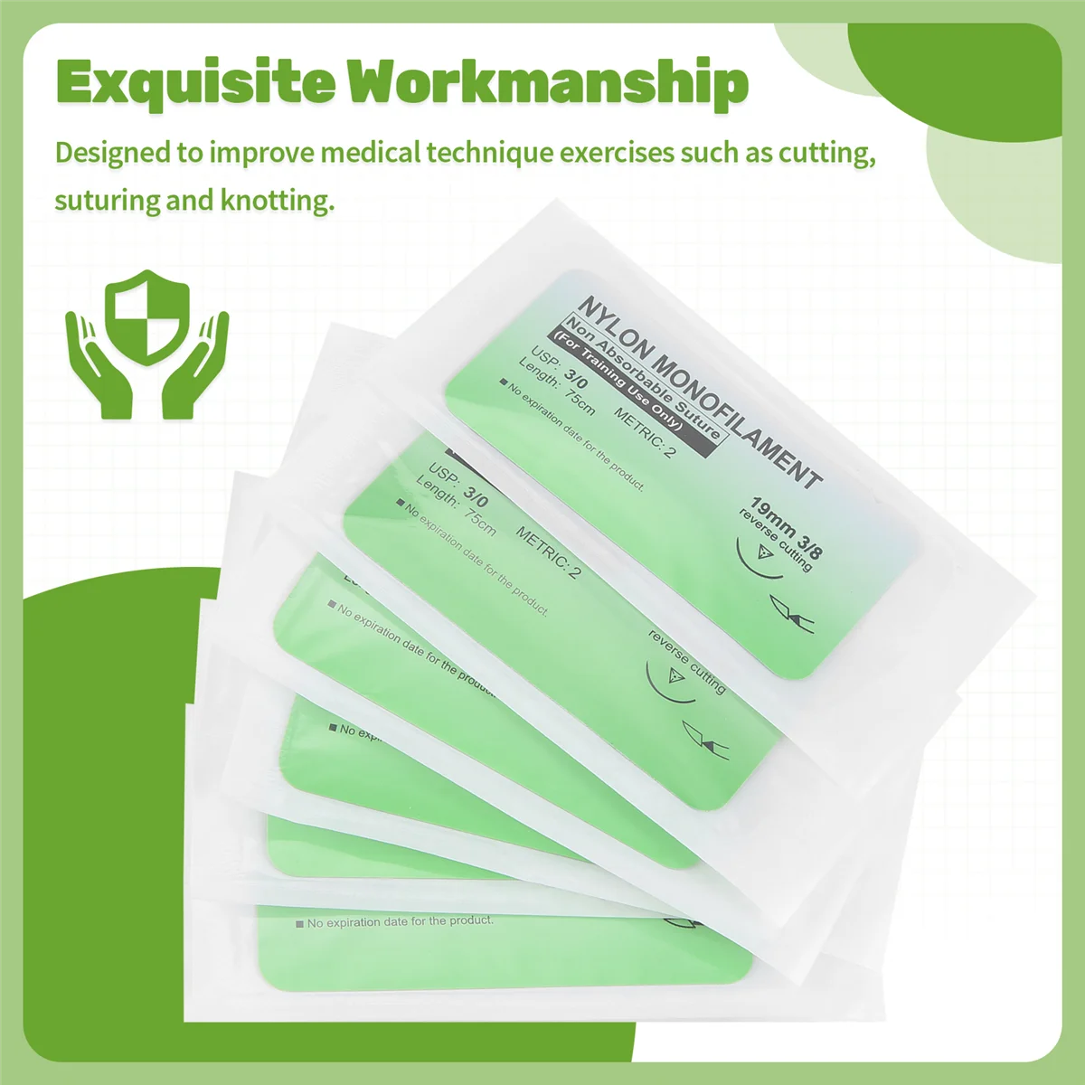 Gfc-12 шт./компл. набор для наложения швов иглы с нейлоновой мононитивой нитью 3/0