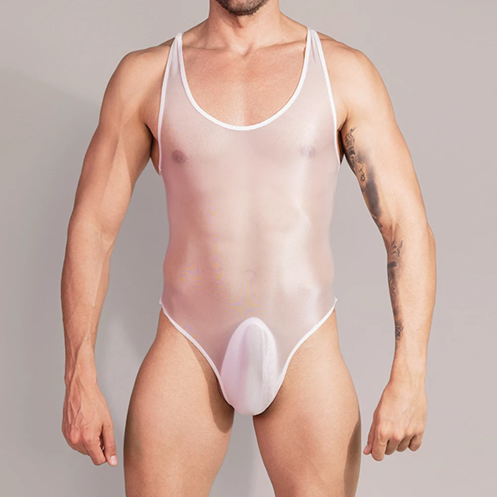 

Sexy Lingerie Mens Jumpsuits Exotic Underwear Leotard High Elastic Transparent Bodysuits Tank Tops Tights Man