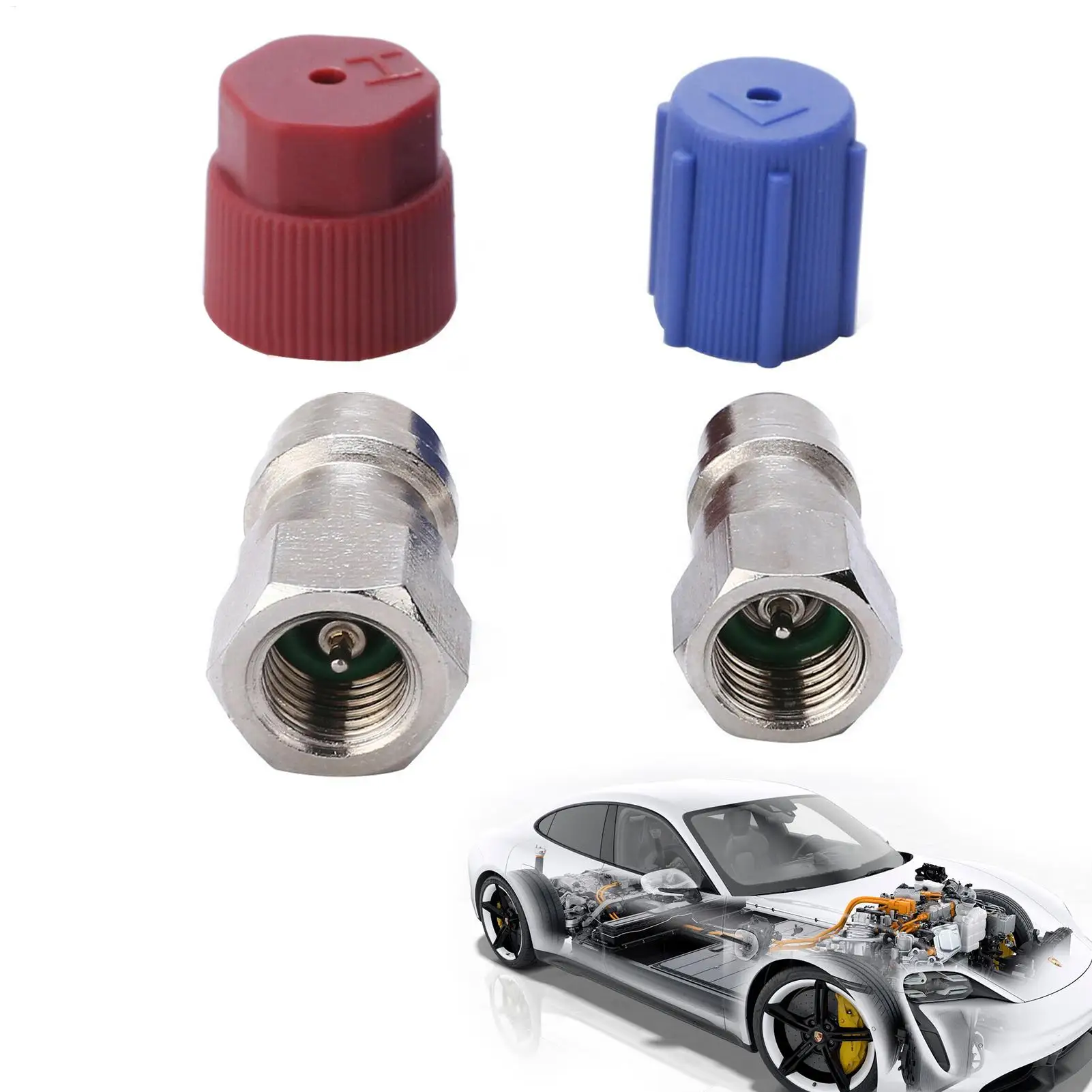 Kit de réaménagement R12 vers R134a, adaptateur de conversion R12 vers R134 A pour ports de raccordement AC haute/basse pression, compatible avec les déconnecteurs rapides