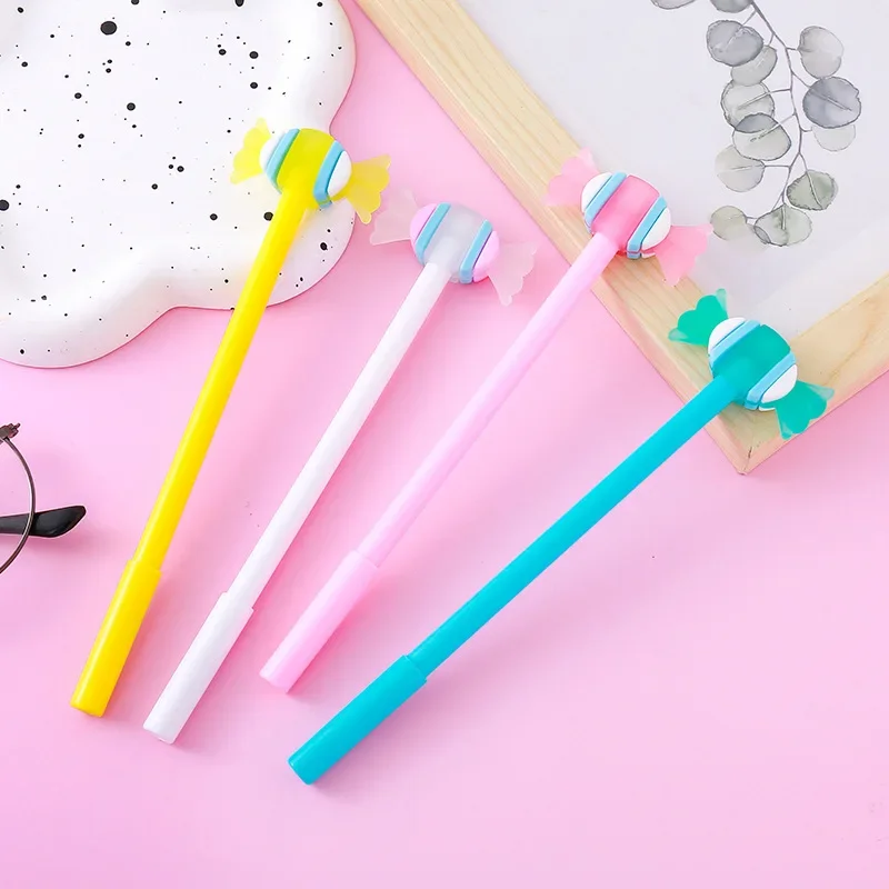 24Pcs Wholesale High Value Candy Neutral Pen, Creative Stationery Cartoon Fruit Candy Pen Small Fresh Student Writing Instrument