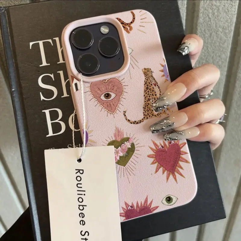 Funda de teléfono con patrón de cuero Lichee de leopardo bonito de lujo para Samsung S25 S24 S23 S22 S21 S20 S10 Plus Ultra 4G 5G cubierta a prueba de golpes