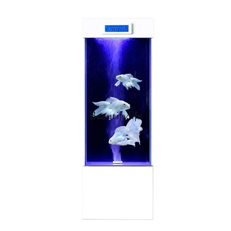 

Аквариум для золотых рыбок 54L с интегрированной системой фильтрации и подачи кислорода, вертикальный, из ультрапрозрачного стекла, экологический, напольный.