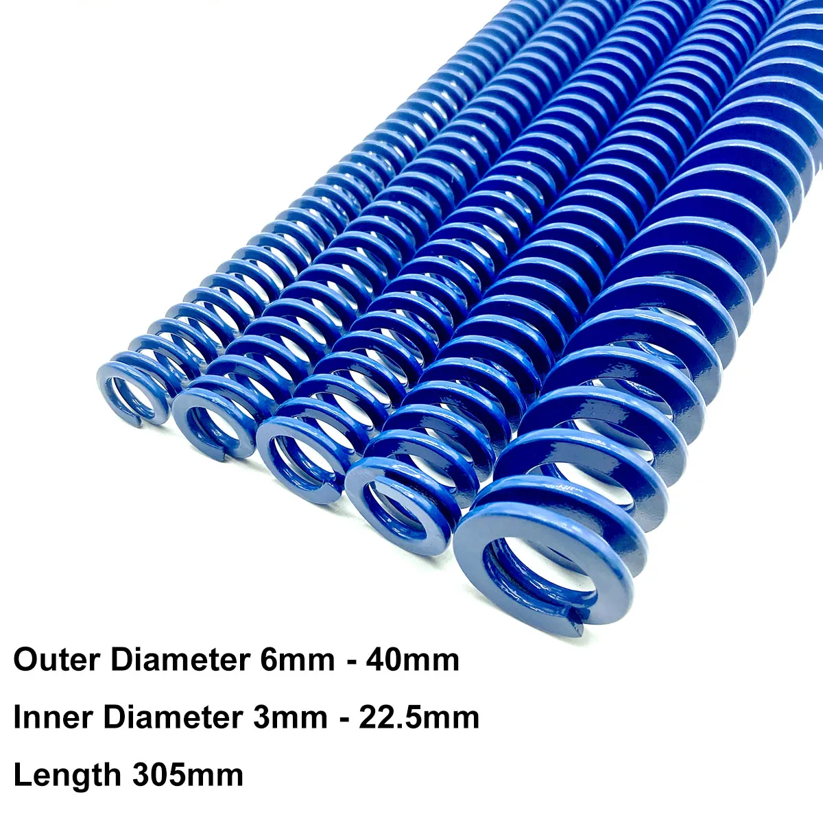 

1Pcs Length 305mm Blue Light Load Spiral Stamping Compression Mould Die Spring OD 6mm - 40mm ID 3mm - 22.5mm American Standard