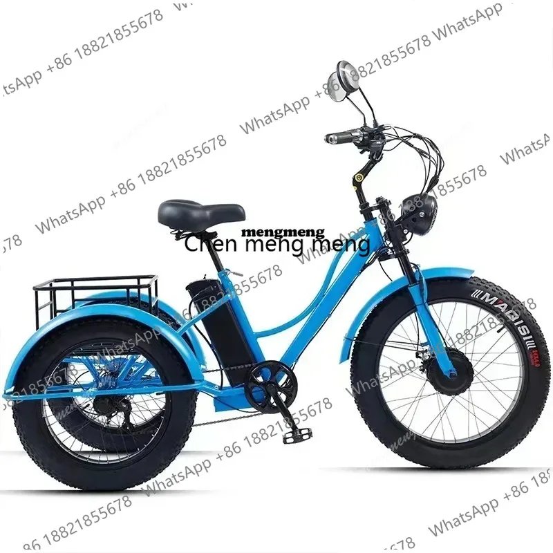 Electric Tricyle 750W48V15AH Mobile Lithium Battery Adult Bicycle 24Inch Fat Tires 3Wheel Mountain Off-road Electric Cargo Bike