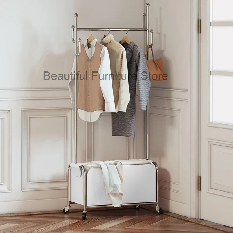 침실 흰색 코트 랙 이동식 휠 조직 선반 가방 옷장 옷 랙 옷걸이 Percheros 정원 가구 세트