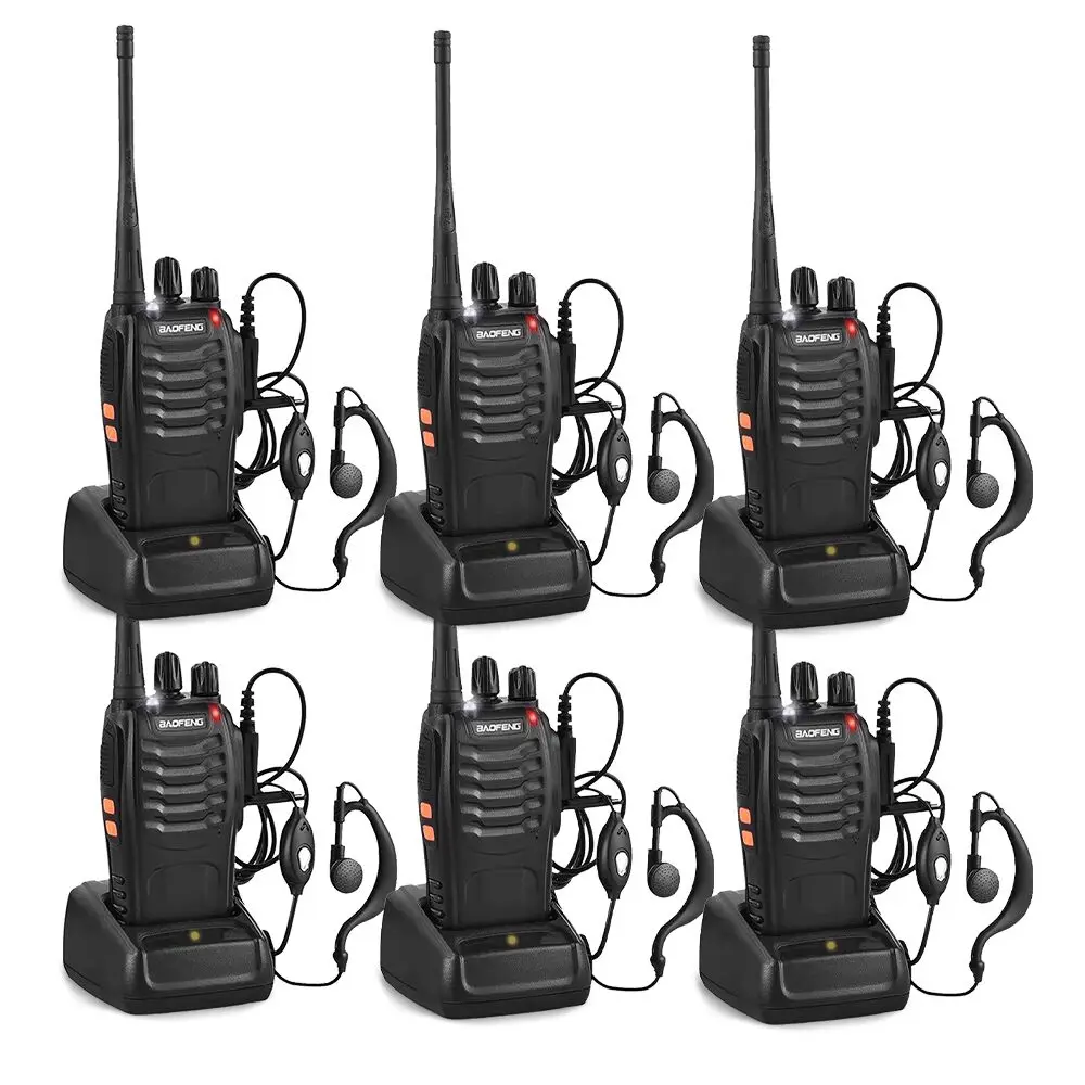 6 حزمة Baofeng 888S ترقية طويلة المدى UHF 430-440MHz راديو لاسلكي ثنائي الاتجاه 16CH جهاز إرسال واستقبال لاسلكي محمول باليد