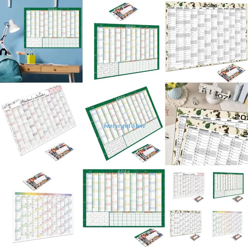 

C7AB 2026 Yearly Wall Planner For English Reading Improvement Office School Use Safe Inks Printing Premium Recycled Paper