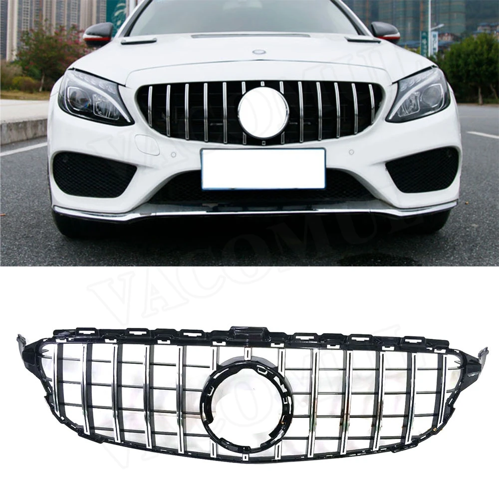 

JCYECF For C Class Front Bumper Mesh Grille for Mercedes Benz W205 C200 C250 C300 C43 2015-2019 Grill Not for C63 For AMG