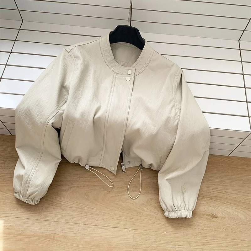 Women Coats Faux Leather Jackets Round Neck Full Sleeve Pu Coat Work Y2k Streetwear Jacket Outerwear Autumn Winter 2026 4