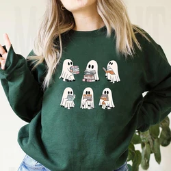 Ghost Reading Books Sweater Bookish Halloween Sweatshirt Halloween Teacher Gift Librarian Halloween Hoodie Ghost Crewneck Tops