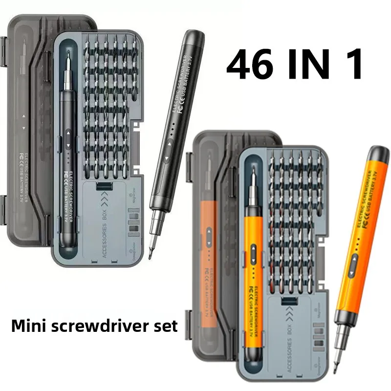 46 in 1 Electric Precision Screwdriver Set Rechargeable Cordless Repair Tool Kit with 3.7V Lithium Battery and Forward Reverse