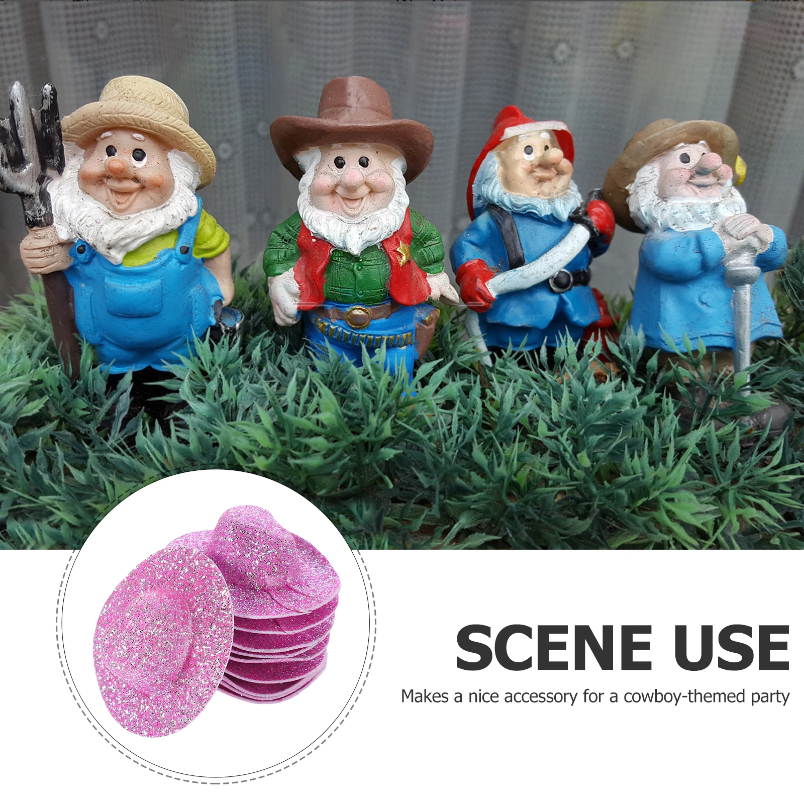 Petit chapeau de Cowboy ornement, 10 pièces, chapeaux miniatures mignons pour boissons, bricolage, fabrication de bijoux, sac, charme, acents décoratifs muraux de salle