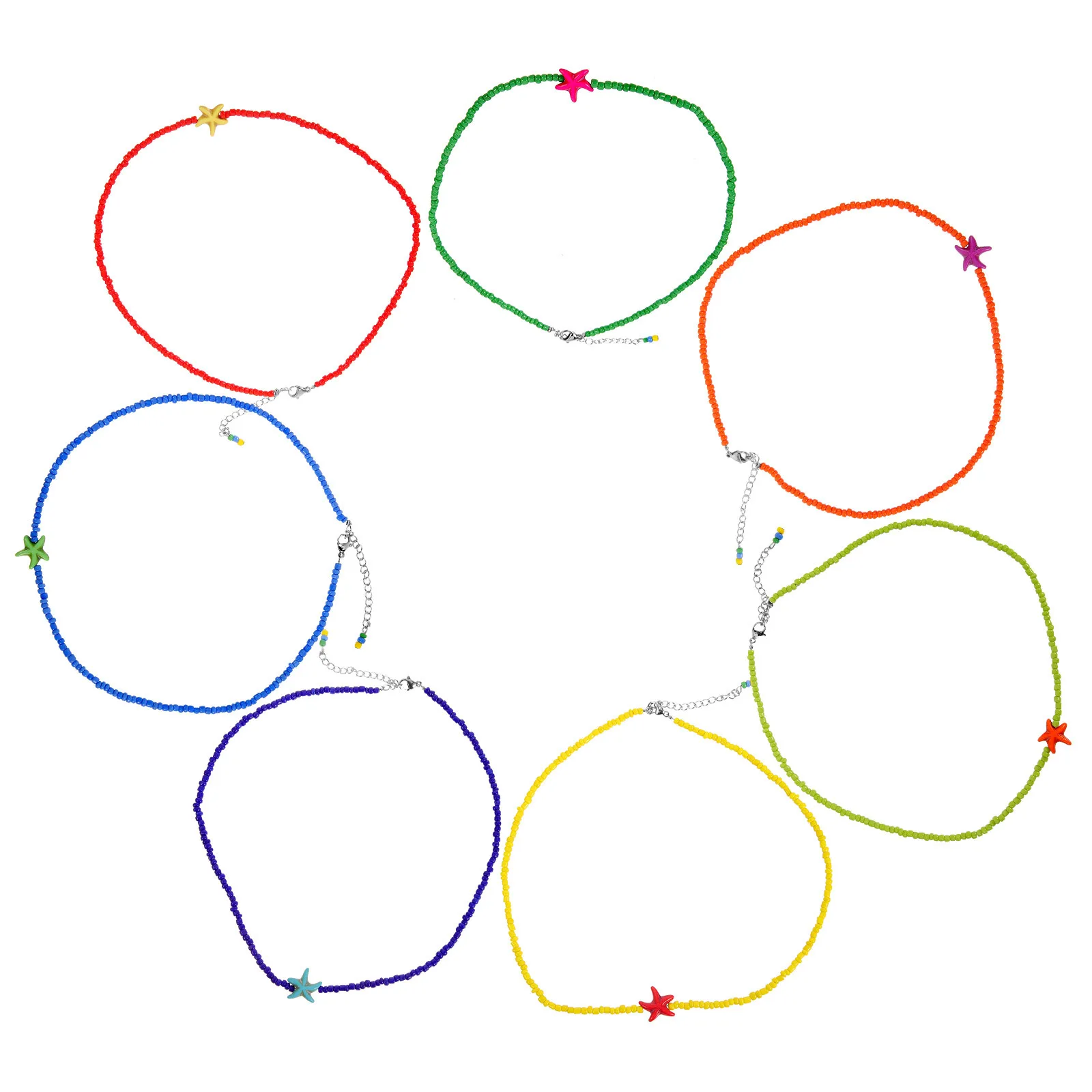 

7Pcs Bohemian Necklace Beaded Choker Necklaces for Daily Wear Party Beach Necklaces for Teens Women Bead Necklace