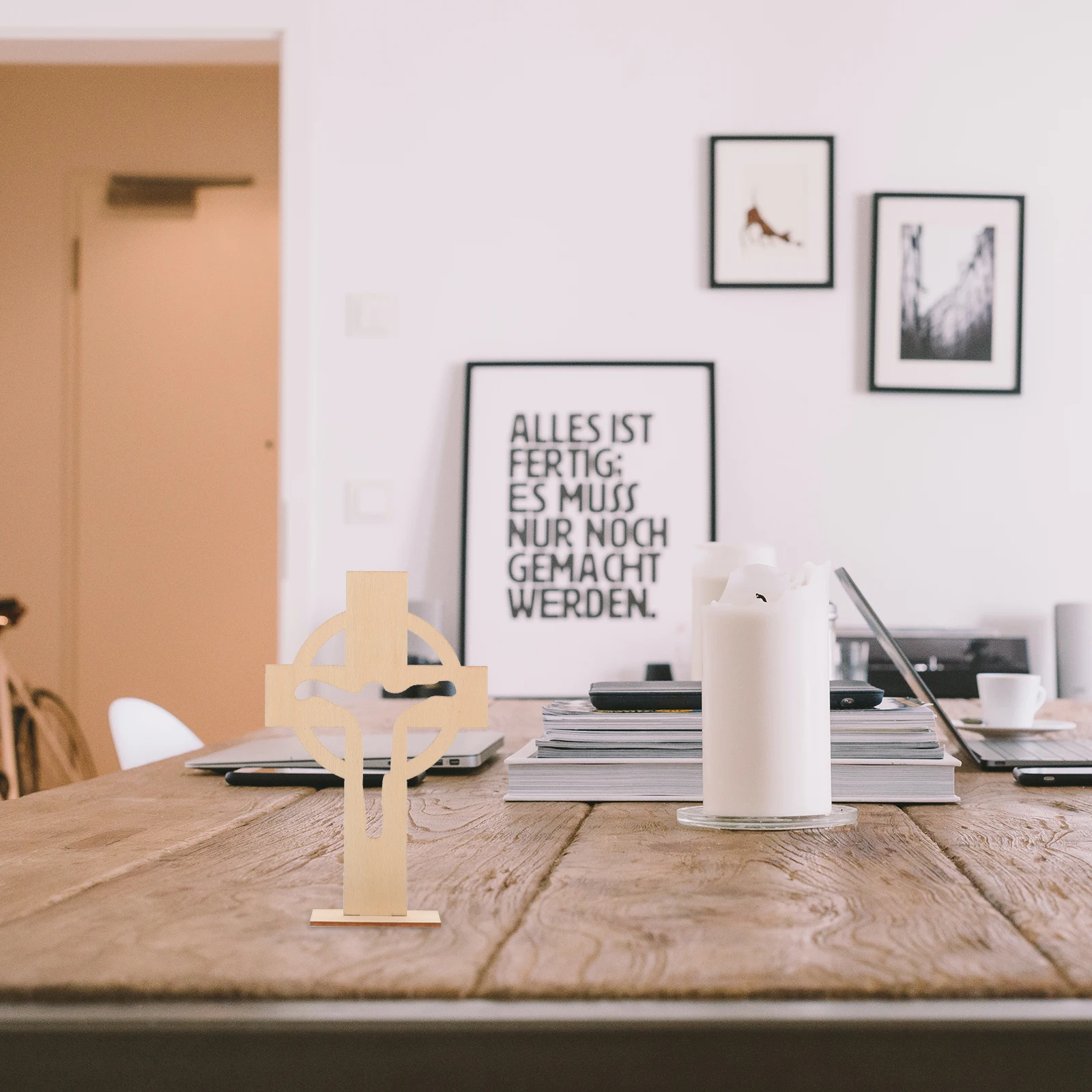 

10Pcs Wooden Cross Ornament Rustic Wood Craft Decor Tabletop Decoration Religious Symbol Home Office Gift Unpainted Wood Cross