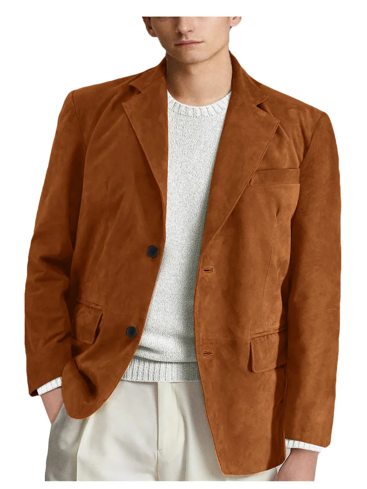 Mens Jacket Fashion Suede Solid Color Man Clothing Formal Work Leisure Slim Fit Wedding Dress Blazer Sport Male Coat